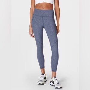 Sweaty Betty Power 7/8 Emboss Workout Leggings US Women's Size 8 Blue Leopard